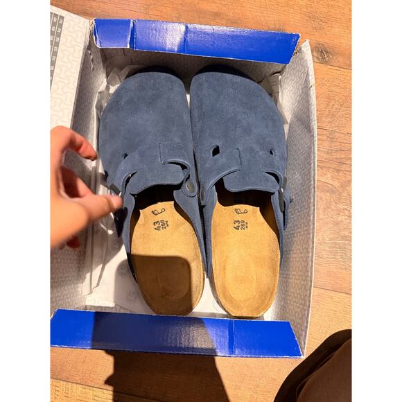 Birkenstock Boston Suede Navy Blue Clog Leather Size 43 main image 4